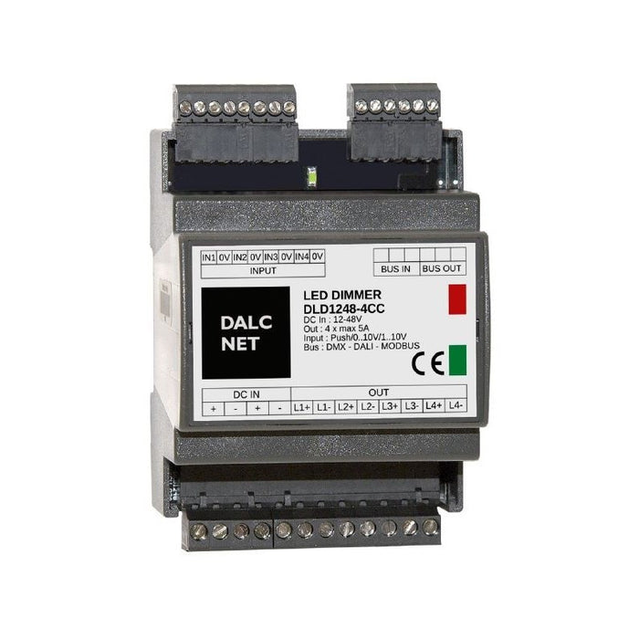 DIN-rail 4-Channel Constant Current LED Dimmer with DALI ~ Model DLD1248-4CC-DALI