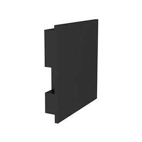 A black, rectangular End Cap for Square LED Diffuser for Easy-On XL Profiles with a notched side is shown against a white background.