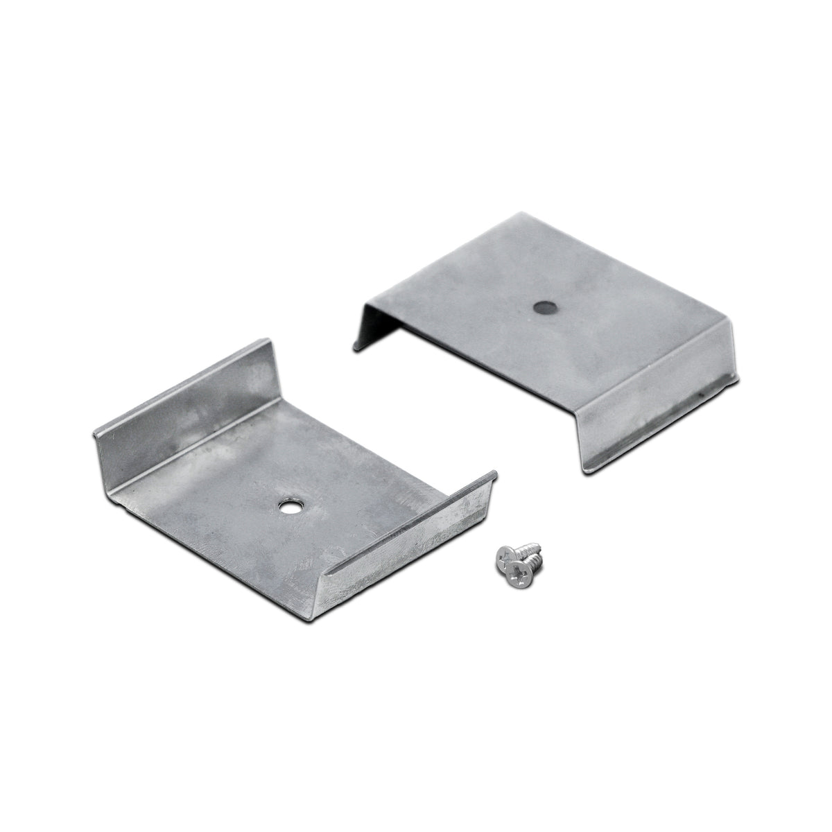 Mounting Plate U8 set featuring two stainless steel mounting plates with central holes and two small screws for surface mounting.