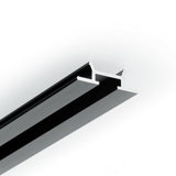 A close-up of the Complementary Profile ~ Model Pixy20-03, a black and silver aluminum T-slot extruded rail, photographed against a white background to highlight its cross-sectional shape and groove design.