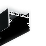 Close-up of the 1.73″ Suspended/Surface Mount LED Channel ~ Model Pixel33-01 in black and silver aluminum, showing intricate interior channels on a white background—perfect for linear lighting.
