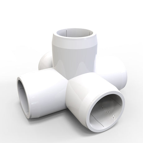 The Structural PVC Joiner for Oslo Tube Profile is a white, glossy connector with five cylindrical openings in different directions, perfect for joining diffuser tubes in lighting installations. Shown on a plain white background.