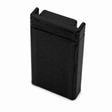 A black, rectangular Plastic End Cap for Hannover Profile made of PETG, featuring textured horizontal lines and two raised top edges, shown against a white background.