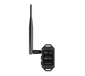 The Automatic Gate and Door Controller ~ gateBox Pro by Blebox is a rugged black device with a long antenna and small display, enabling convenient and secure remote gate control via Wi-Fi.