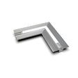 A metallic Connector for Hide10 Profile, L-shaped with a ridged surface and open channels for LED channels, shown on a white background with a slight shadow.