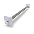 The LED Mounting Kit for Holston74 Profile with Hexagon Heatsink features a metal support rod, square perforated plates on each end, and a central threaded bolt, shown against a white background.