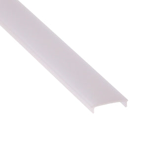 A white, flat, rectangular LED Channel Cover for Montana Profile with a slightly curved polycarbonate design, shown on a white background.