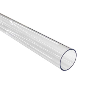 A Straight Tube for Neon 360 Series, made of transparent polycarbonate, is displayed at an angle against a white background with its open circular end in the foreground.