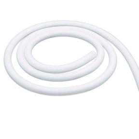 The Flexible White LED Neon Tube ~ Neon 360 Series is coiled in a loose spiral on a plain white background, showcasing its modern design, flexibility, and 360-degree illumination.