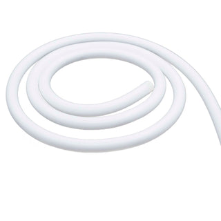 The Flexible RGBW LED Neon Tube ~ Neon 360 Series, a white silicone tube in a spiral shape on a plain white background, is designed to provide 360-degree lighting.