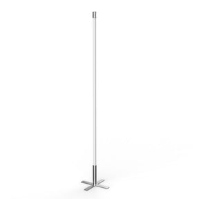 The RGBW LED Light Tube Post ~ Smokies38 Series is a tall, slim white vertical light with a silver top and base featuring four flat, crossed legs for stability. It stands alone against a white background.