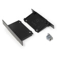 A set of Plastic End Caps for Phil Recessed Profile, shown on a white background, includes black caps with angled edges and a collection of silver screws, compatible with various profiles.