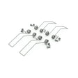 A set of Plasterboard Mounting Springs for Phil Recessed Profile, along with mounting clips and small screws, arranged neatly on a white background; these components are designed for mechanical or electronic assembly applications.
