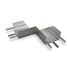 The 90 Degree Connector for PLW70FL Profile features exposed internal channels and multiple flat extension tabs on each end, allowing seamless right-angle joining of PLW70FL Profile LED Channels or modular components.
