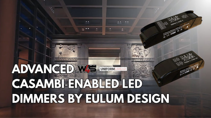 Two Eulum Casambi-enabled LED dimmer modules, the TRED-CSB-2A-XSF and NDRV-CSB-4-SSF