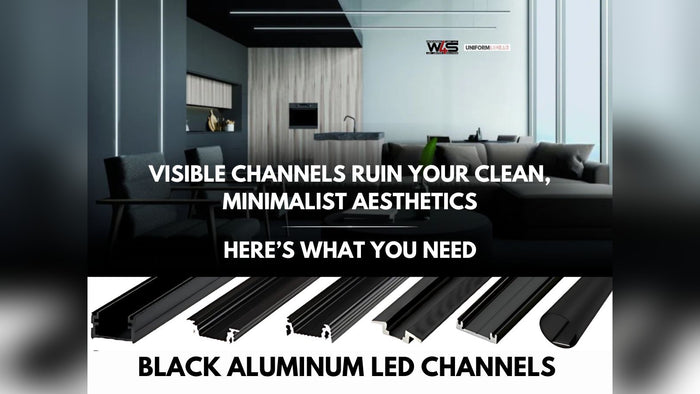 Black aluminum LED channel integrated into a dark architectural surface