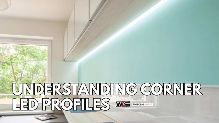 Aluminum corner LED channel installed to diffuse strip lighting around an edge