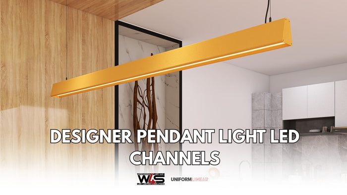 Three designer pendant LED channel profiles suspended over a table