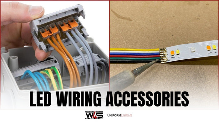 Wago connectors in a junction box and a soldered LED strip connection
