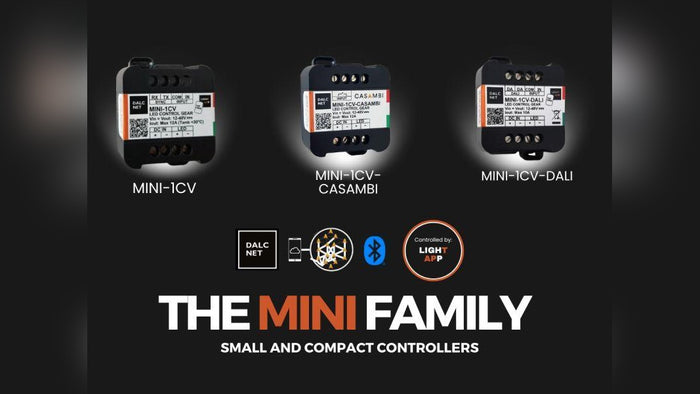 Dalcnet Mini family LED controllers: MINI-1CV, MINI-1CV-CASAMBI and MINI-1CV-DALI