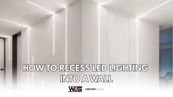 Recessed LED lighting channel installed into a wall for clean, integrated illumination