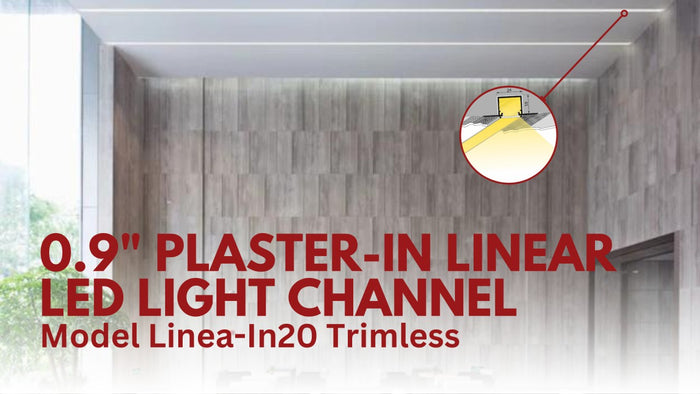 Linea-In20 Trimless recessed linear LED channel installed in a ceiling