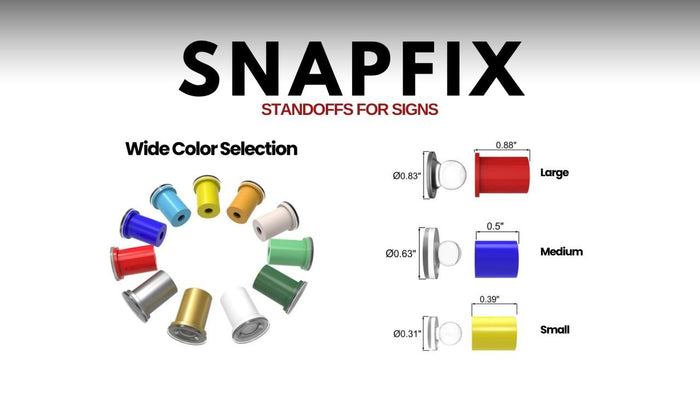 Snapfix sign letter standoffs in a range of colors and sizes