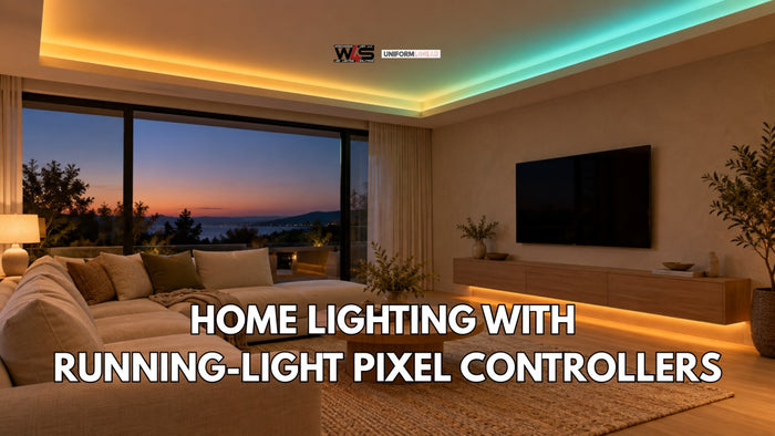 Home lighting with RUNNING-LIGHT pixel controllers