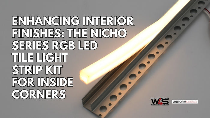 Nicho Series RGB LED strip kit installed in a tiled inside corner