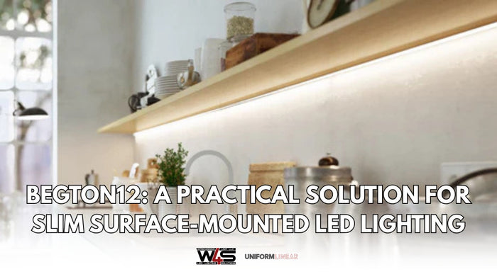 Begton12 slim surface-mount LED channel installed under a shelf