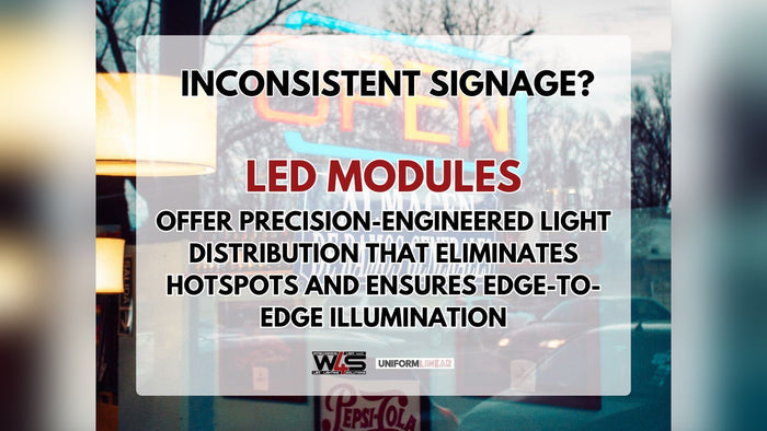 Close-up of LED signage modules producing even, edge-to-edge illumination