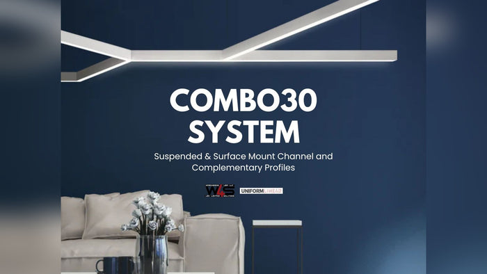Combo30 aluminum LED channel profile shown with diffuser cover