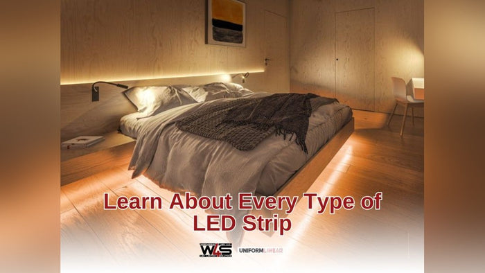Bedroom with warm white LED strip lighting under a floating bed and along the headboard wall