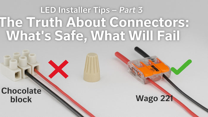 Wago 221 series lever-nut connectors splicing LED strip wiring