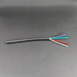 The 5-Core 18 AWG Silicone Sheathed Wire for RGBW LED Strip features black outer insulation partially stripped to reveal five colored wires (black, blue, green, red, white), displayed on a plain dark surface.