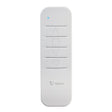 The Single Channel Battery Operated Remote Controller ~ sRemote by Blebox is a white remote with five buttons (up, square, down, heart, plain), a blue LED indicator, μWiFi tech support, and the blebox logo at the bottom.