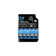 The switchBoxDC by Blebox is a compact black and blue wireless on/off power switch controller with four blue terminal blocks, input/output markings, CE certification, and is labeled “made in Europe.”.