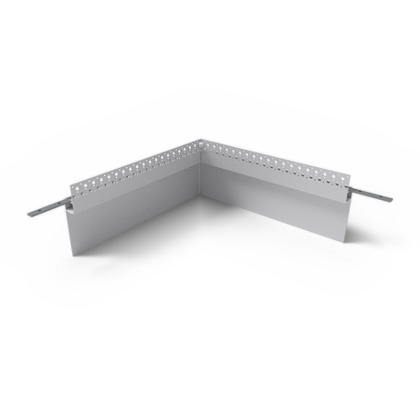 L-shaped Corner Connector for TL-301 Profile with perforated mounting flanges for an LED channel.