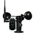 A black wireless wind speed sensor with two large cups, a base mount, external antenna, and digital device labeled windSensor Pro by Blebox for wireless wind detection.