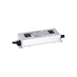The Compact IP67 Waterproof LED Driver (12V) from the Meanwell XLG Series features input/output cables, technical specs, and certification logos—ideal as a waterproof LED power supply for various applications.