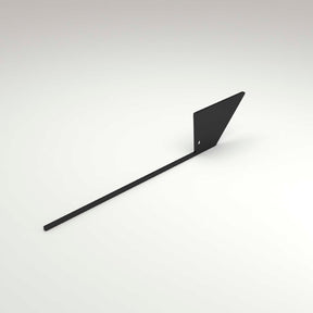 A black metal End Cap for Bonn Profile featuring a long, thin rod attached to an angled rectangular plate with a small hole. The end cap is displayed on a plain, light background.