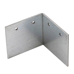 The 90 Degree Angle Bracket - Set of 2 is a metal L-shaped aluminum bracket with four mounting holes and a smooth metallic finish, ideal for securing or joining surfaces.
