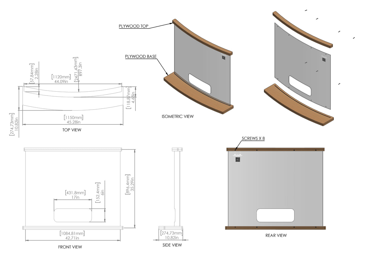 Curved Sneeze Guard With Wooden Frame - Wired4Signs USA - Buy LED lighting online