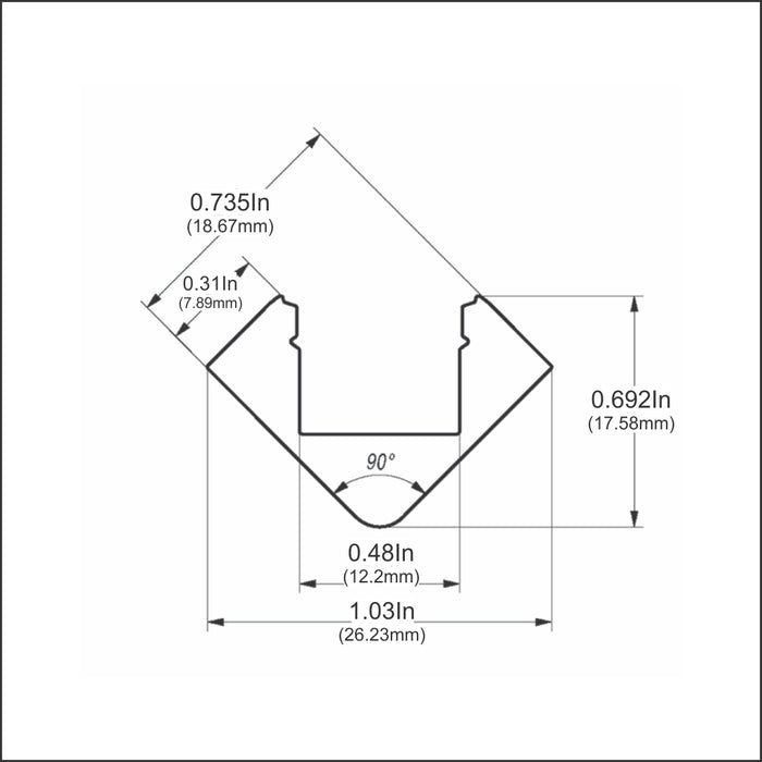 45 Degree Corner Mount LED Channel ~ Model ALU-45 - Wired4Signs USA - Buy LED lighting online