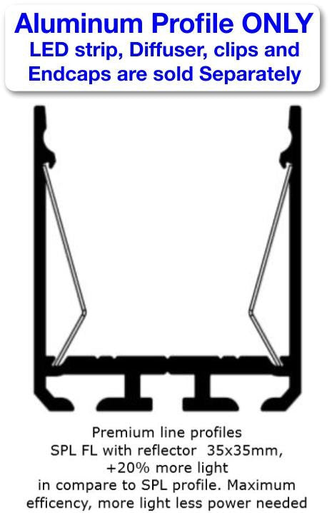 Surface Mount LED Aluminum Channel ~ Model SPL35-FL [Profile Only] - Wired4Signs USA - Buy LED lighting online