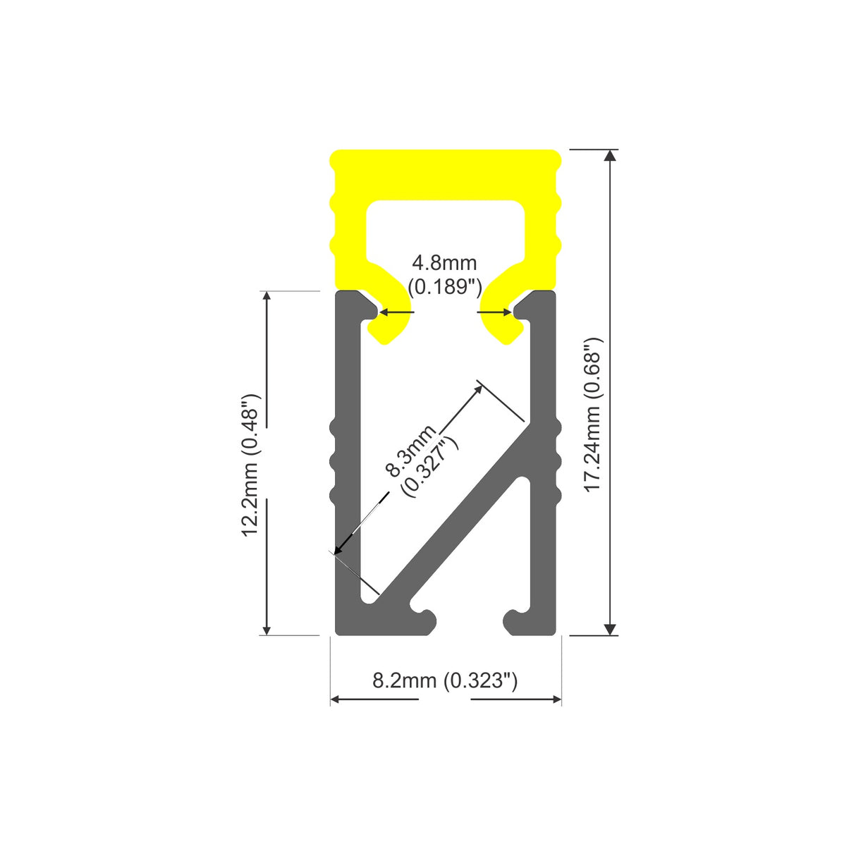 Narrow Aluminum Channel for LED Strips Model Hi8