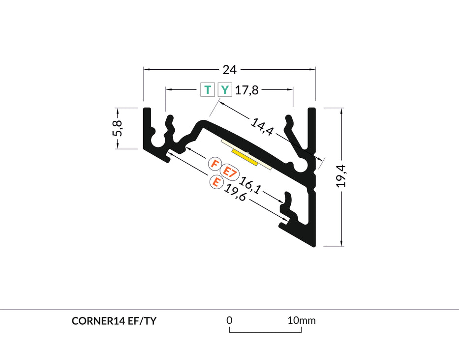 30/60 Degree Corner LED Channel ~ Model Corner14 - Wired4Signs USA - Buy LED lighting online