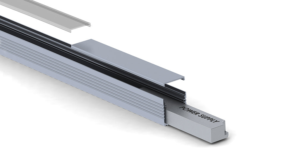Blank aluminum Cover for hiding power supply, suitable for PL35, RPL35, PLA, RPLA, SPL profiles - Wired4Signs USA - Buy LED lighting online