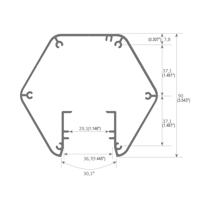 Precoated LED Hexagon Light Channel ~ Model Paco