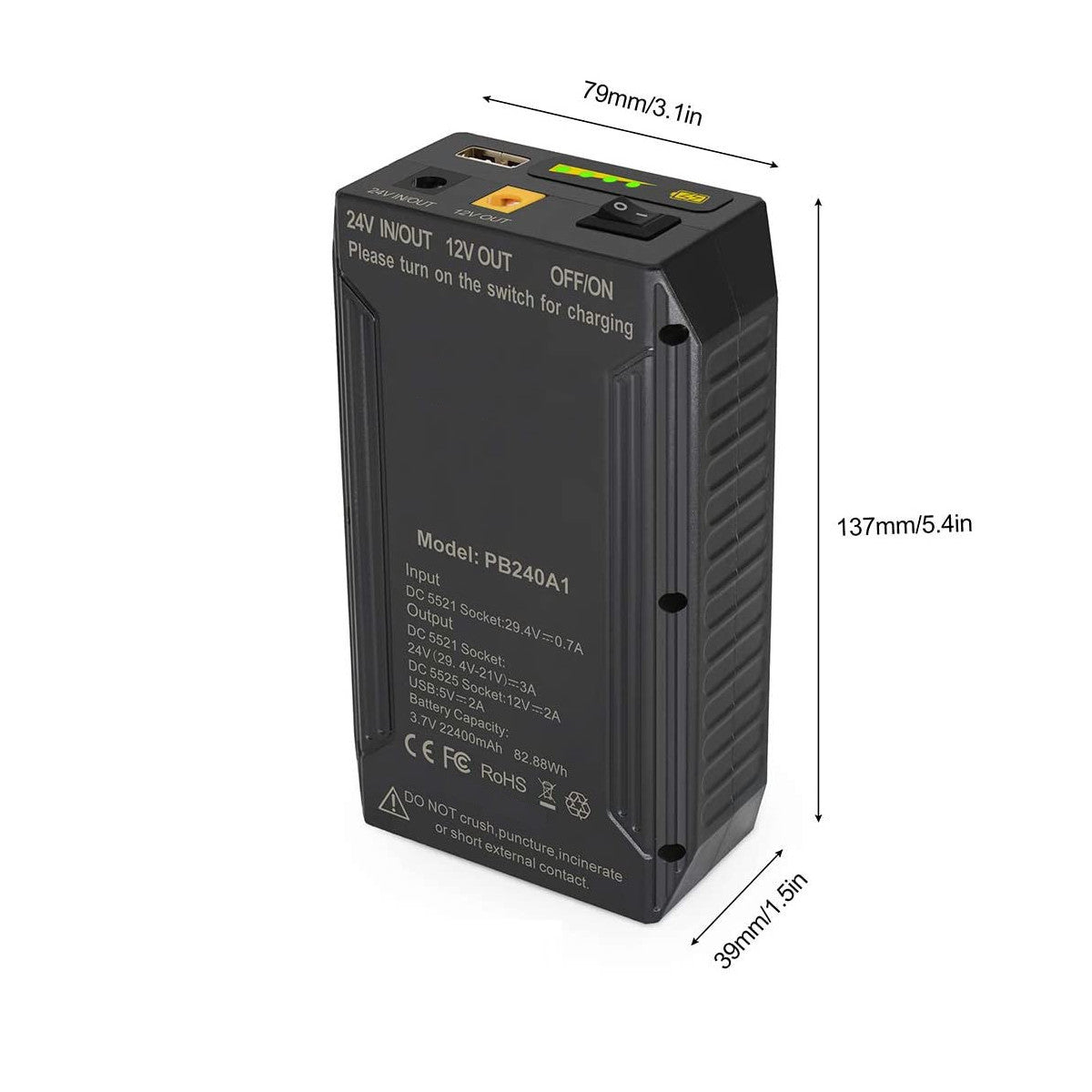 Rechargable 12V/24V Lithium-Ion Battery Pack for LED Strip Lights - Wired4Signs USA - Buy LED lighting online
